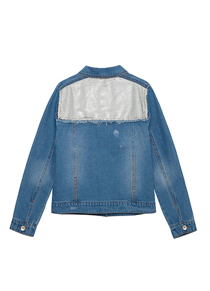 100% Cotton Denim Washed Jacket For Girls